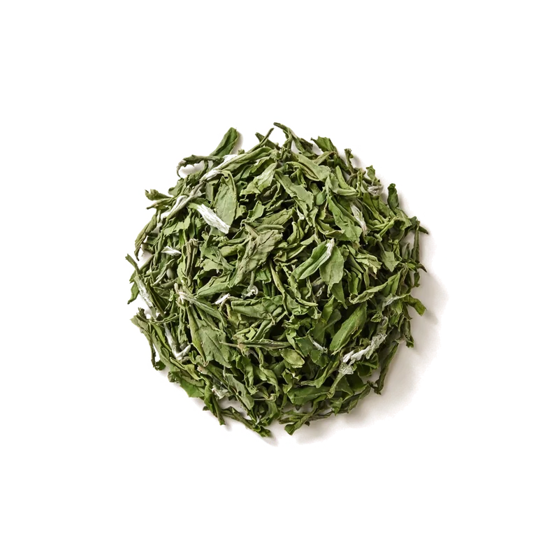 Dry leaf of Darjeeling Green, top-down