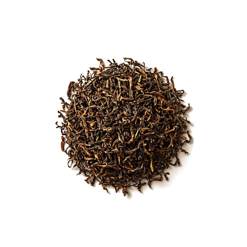 Dry leaf of Darjeeling Second Flush, top-down