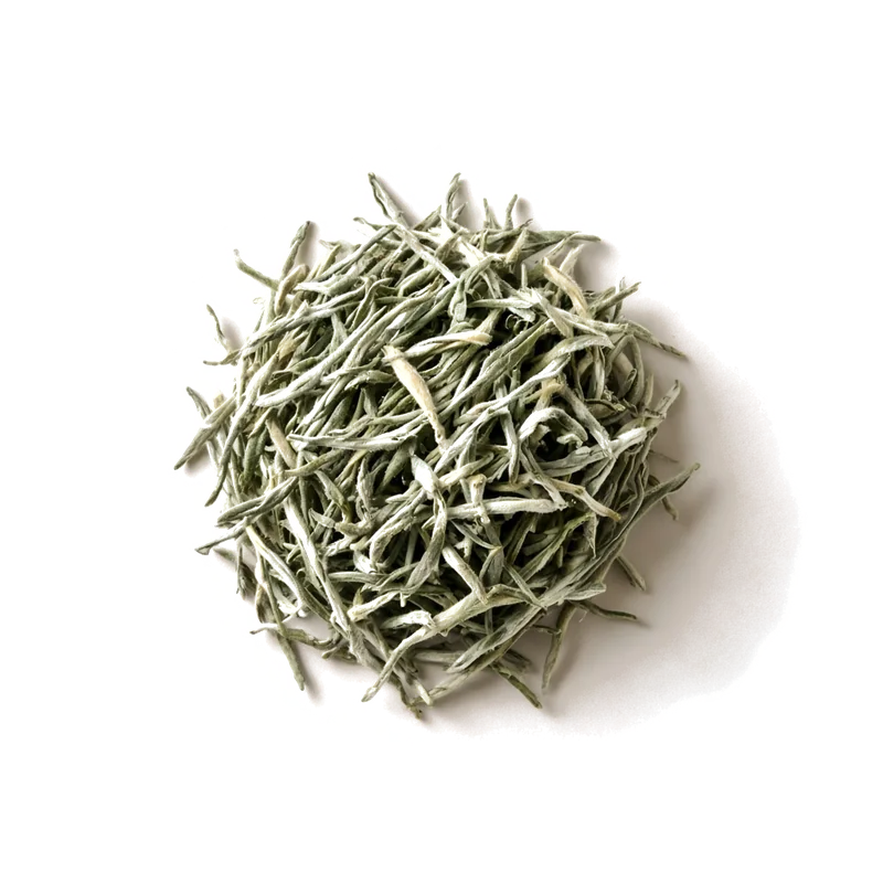 Dry leaf of Darjeeling White, top-down