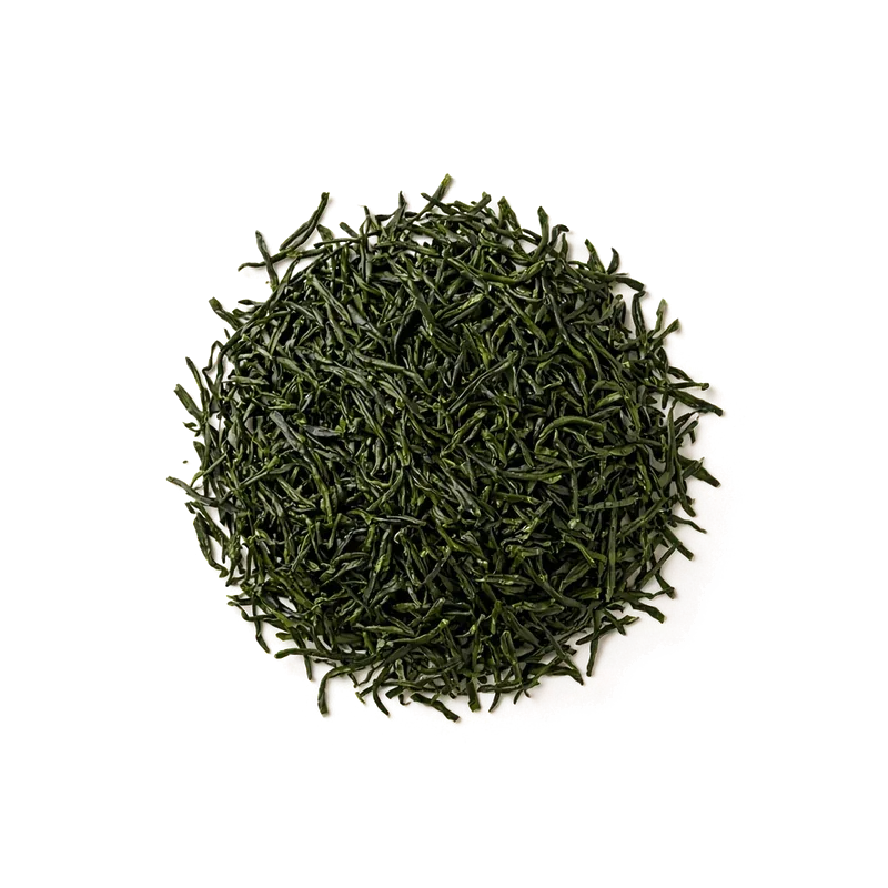 Dry leaf of Gyokuro, top-down