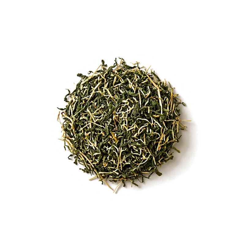 Dry leaf of Vietnamese Lotus Tea, top-down