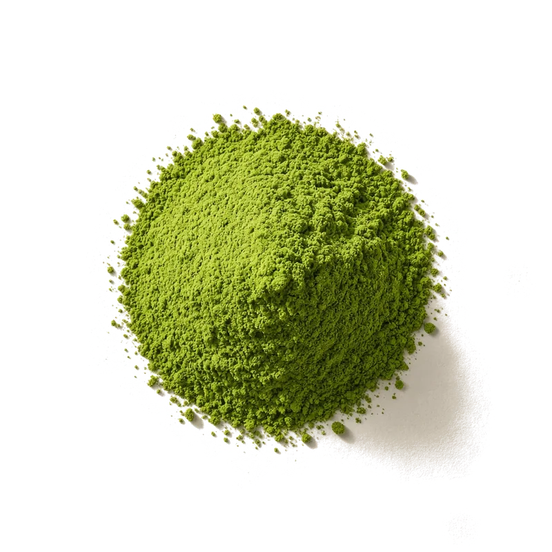 Dry leaf of Nishio Matcha, top-down