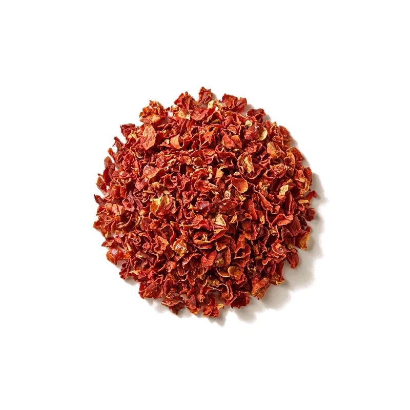 Dried rose hips, top-down